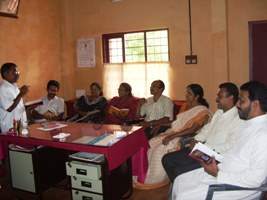 Planning Workshop for the Ramanujan Mathematics Project. The Project Coordinator Dr. C. C. Kurian presents the draft proposal.